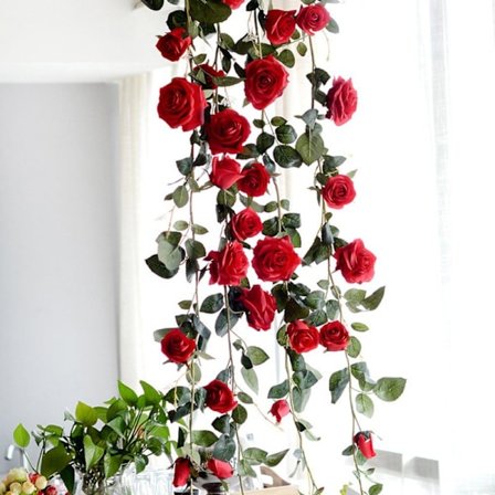 Kunstig roseguirlande blomsterguirlande dekorere 2,2M rosevin