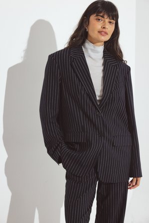 NA-KD Oversized Blazer - Oversized Blazer - Marine blå/Stribet - EU 32