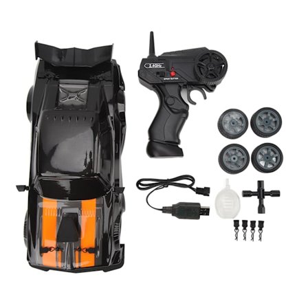 High Speed ​​1:16 Skala 4WD RC Drift Car med LED-ljus - Svart