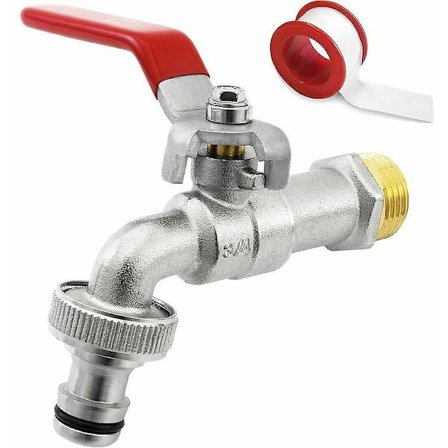 3/4'' tum (20/27) Premium mässingsvattenkran, rost- och frostbeständig + gratis slanganslutning + E-bok kompatibel trädgård, tvättmaskin, regntunna