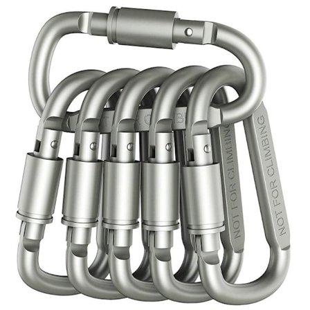 6 Pak Låsbar Karabiner Aluminium Port Spænde til Camping, Fiskeri