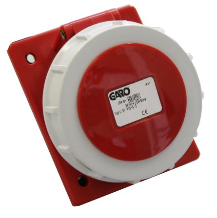 Garo UISV 416-11 S Paneluttag IP67, 5-polig, 16A, sned Röd, 11 h, Anslutningsdon & kablar