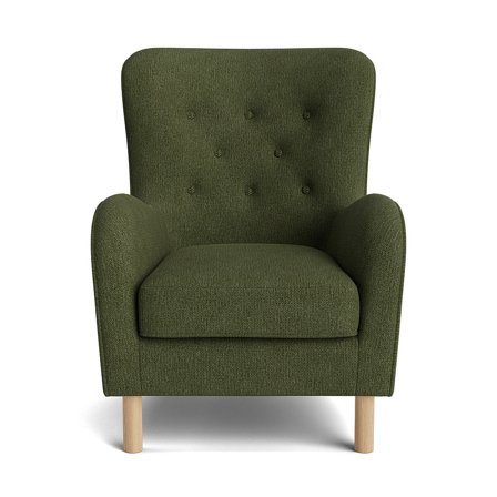 Vitra Sessel in Aragon Grün, moderner Polstersessel mit eleganter Knopfheftung im skandinavischen Stil, bequemer Einzelsessel, Größe 100cm.