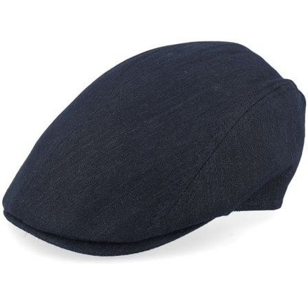 MJM Hats - Blå flatcap Keps - Daffy Linen/Cotton Mix Blue Herringbone Flat Cap @ Hatstore