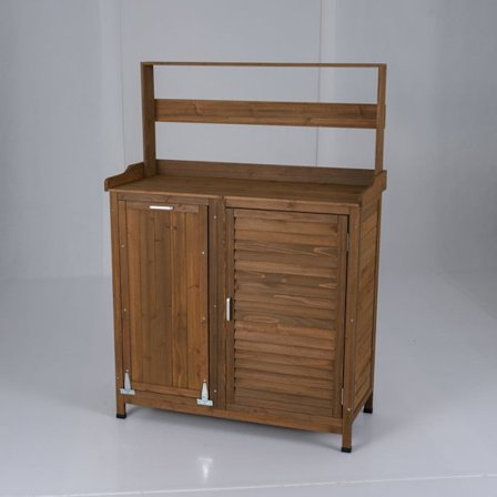 COSTWAY Træ Repotteringsbord til Have med Opbevaring, Aftagelige Hylder, 2 Døre, Udendørs Havearbejdsstation