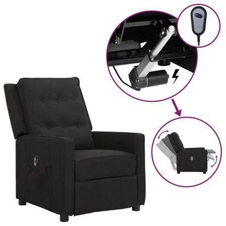 Vidaxl Elektrisk Reclinerfåtölj Svart Tyg Svart