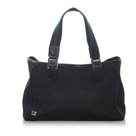 Gucci Vintage, Pre-owned Horsebit Web Canvas Handbag Zwart, Dames, Maat:ONE Size,nylon