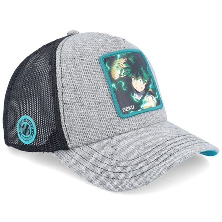 Capslab - My Hero Academia Izuku Black/Grey A-Frame Trucker Trucker Grey Cap - @ Hatstore