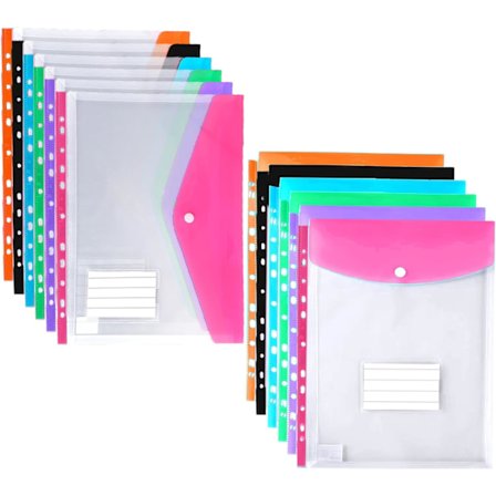 Plastikmapper A4 med Huller, 12 Pakke Udvidbare Polylommer A4, Plastiklommer til Dokumentarkivering, Vandafvisende, Kontorartikler til Skole