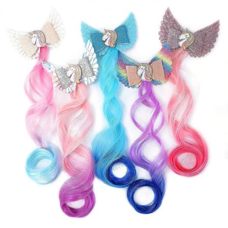 TG Unicorn Hårklämmor Håraccessoarer för Flickor Glitter Hårrosetter 5-Färger 5 st