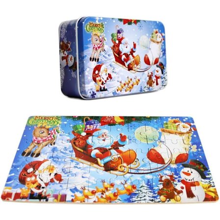 (Slumpmässig Stil)60 Delar Träpussel God Jul Jultomten Utvecklande Barnpussel Ji