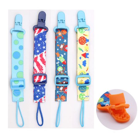 4 stk. Baby Sutteclips - Justerbar, Strækbar, Vaskbar Sutteholder