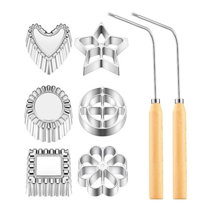 4-pak Rosett Kaka Buneulos Værktøj, Kompatibelt med 3 Udskiftelige Hoveder, Aluminiumforme til Bagning-FQ