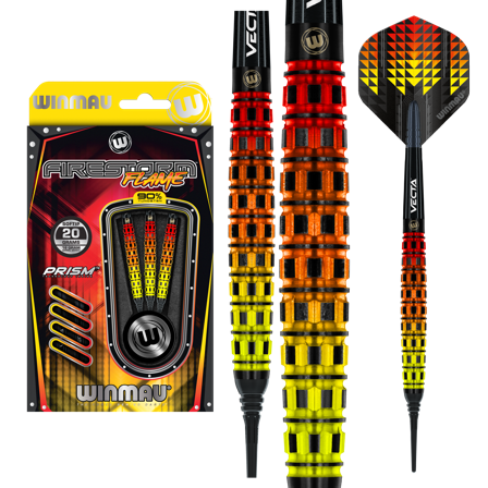 Winmau Firestorm Flame 2 Soft Tip Darts 18g Red/Black/Yellow - Steel Tip Darts, Professional Darts, Flights, shafts, Dartboard