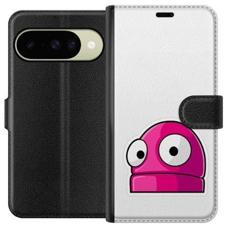 Kompatibelt Plånboksfodral till Google Google Pixel 10 Rosa tecknad figur med stora ögon i lekfull och humoristisk stil