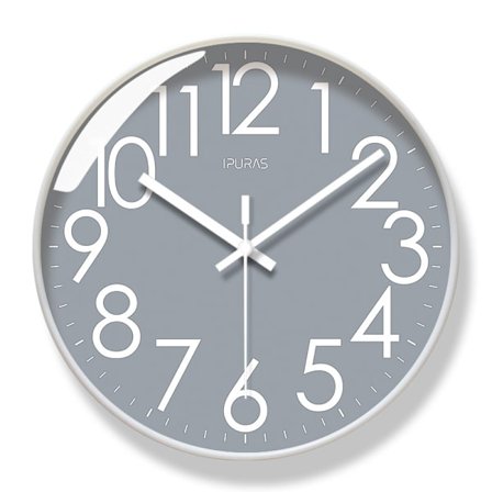 Stille Vægur Radiostyret, Moderne Design, Vintage Køkken, 30cm Diameter, Stor, Digital, Stue (Mørkegrå)