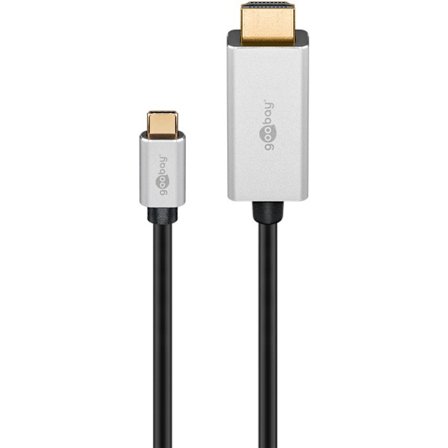 USB-C till HDMI kabel, 3 m, svart;silver