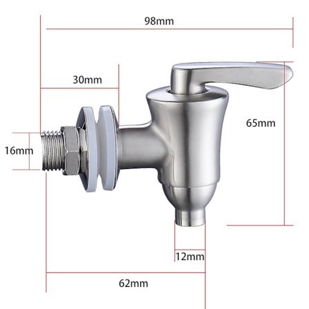 Rustfrit Stål Drikkedispenser Tap Udskiftning Spigot, (15mm) / (16mm)