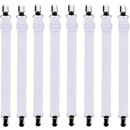 [CA] 8 stk. (65 x 2,5 cm) Justerbare laken Lakenstrammere [JUN]