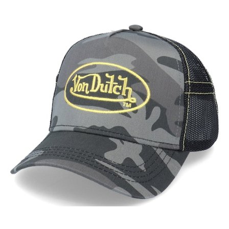 Von Dutch - Camo trucker Lippis - Black Camo/Gold Trucker @ Hatstore