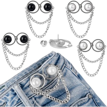 Perlekæde Knappenåle til Løse Jeans, Ingen Syning Bukser Talje Strammer Justerbar Knap til Jeans for at Gøre Mindre Ekstra Taljebånd Strammer Clips 