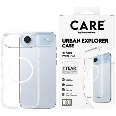 CARE by PanzerGlass Flagship Urban Explorer-etui med hvit MagSafe for iPhone Air - gjennomsiktig