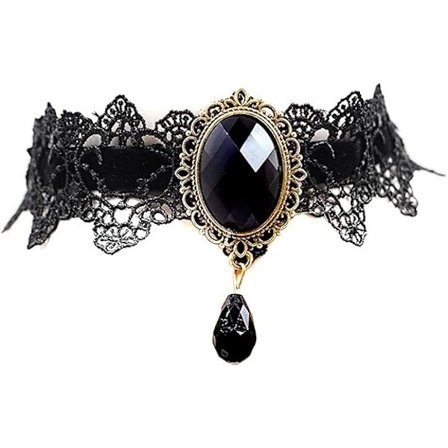 Gotisk Svart Blonde Halsbånd Krage Choker Halloween Vampyr