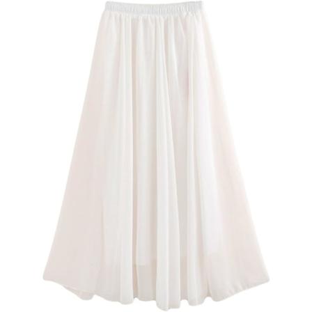 Kultaisen s vyinen naisten leve vy t r inen pitk sifonkimekko kukkakuosilla Vitt Waist:60-78cm,Length:100cm