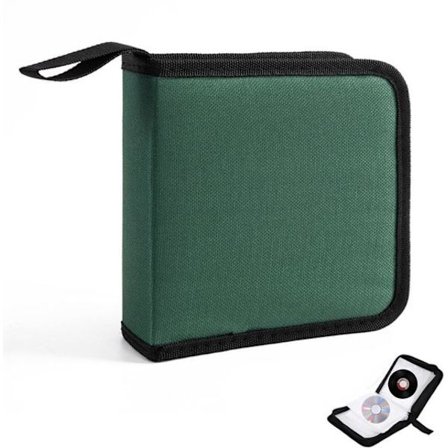 CD-mappeorganisator - CD-veske - Oppbevaringsmappe for 40 plater - Glidelås - Oxford-håndveske - Grønn