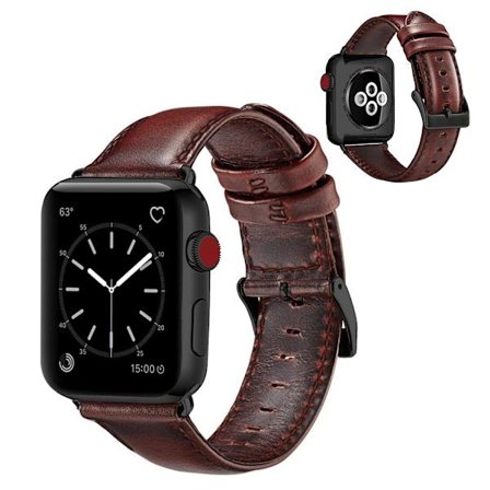 24mm simple äkta läder klockarmband - vinröd