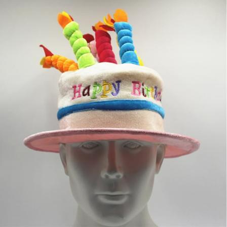 Plush Happy Birthday Kakkuhattu (2 kpl) - Unisex Aikuisten Kokoinen Kostyymijuhlahattu, Täydellinen Juhlaherkkuina, Kakku & 5 Moniväristä
