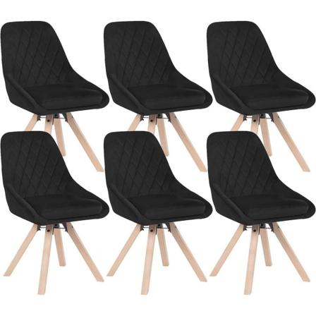 Rootz 6 ruokapöydän tuolin setti - Kääntötuolit - Velvet-istuimet - 360° kääntyvä, mukava ergonominen muotoilu, kestävät massiivipuujalat - 52 cm x 41