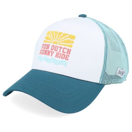 Von Dutch - Vit trucker Keps - Embroidery Light Blue/White/Blue A-Frame Trucker @ Hatstore