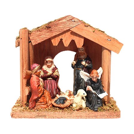 Type A Julekrybber Figurer Tre Julekrybber Med Julefigurer Tre Julekrybber Stall Inkluderer Maria Josef Vise Menn