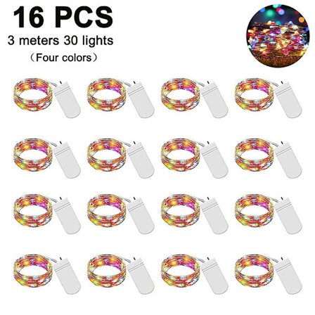 16-pack batteridrivna LED-ljusslingor Vattentät 3M/30 LED L