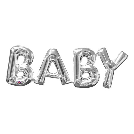 Bokstavsballong Baby Silver - 40 cm