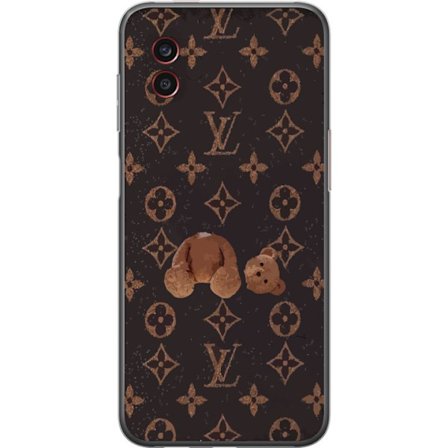 Kompatibel Mobilcover til Samsung Samsung Galaxy Xcover6 Pro Luksuriøst monogrammønster med knust bamse i mørk modeæstetik