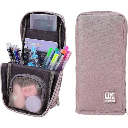 Pennfodral i canvas med stativ, pennhållare, förvaringsväska i canvas, stående pennfodral