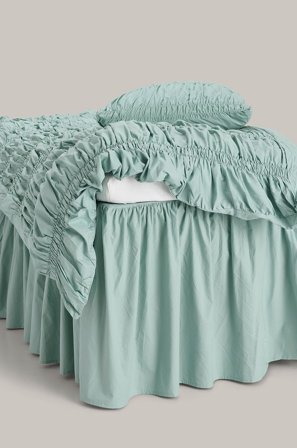 Staycation - Sängkappa Loosed i bomullspercale 52 cm - Grön - Sängkappor - 180X200 - Från Homeroom