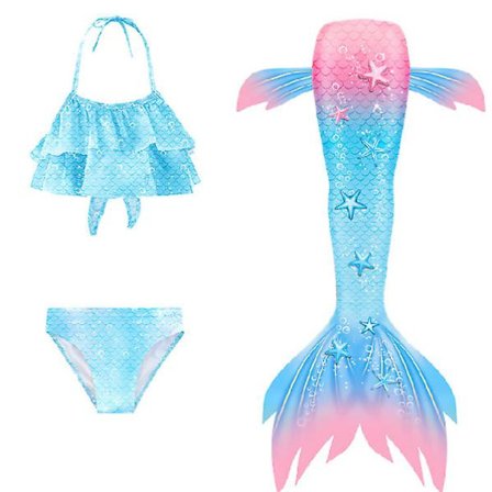 Tre-delt børnehavfruebadedragt havfruehale badetøj / Flere stilarter at vælge imellem Style13