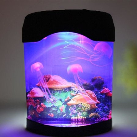 Usb Akvarium Lys Pult Mini Fisketank Stemning Led Belysning Fargeskiftende Nattlampe For Barn Innebygd Nattlys Timer Batteridrevet Ingen Vann Svart