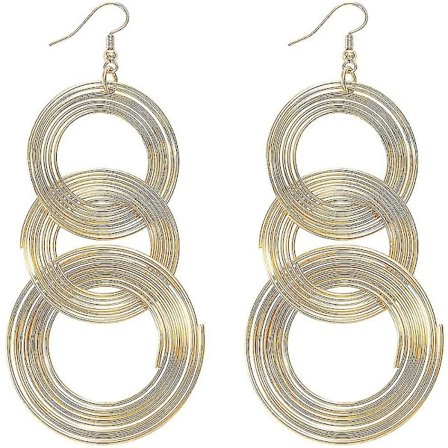 Kvinnor 16k Guldpläterade Långa 70-tals Disco Örhängen