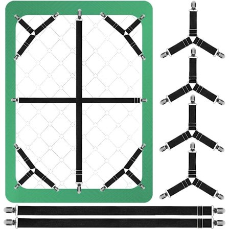 4+2 Dele Sæt - Sort - Lagnestrammer Sæt