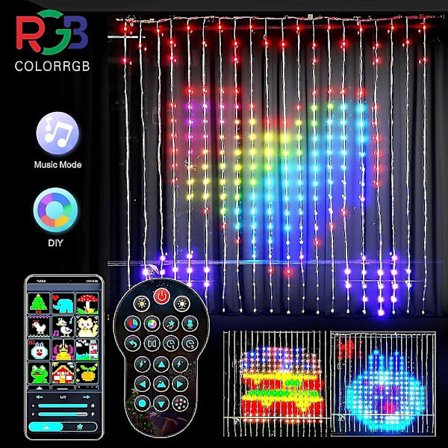 Julegardinlys Smart LED RGB Farge 1x1