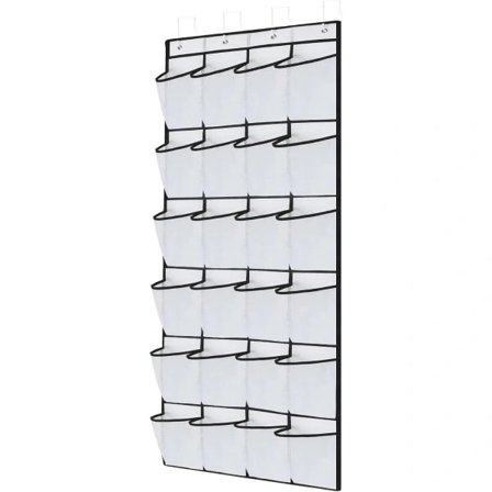 24 Large Pockets Over The Door Shoe Storage Organizer Hanging Shoe Storage Mesh Hanging Shoe Organizer Hanging Shoe Rack for Men Women, White