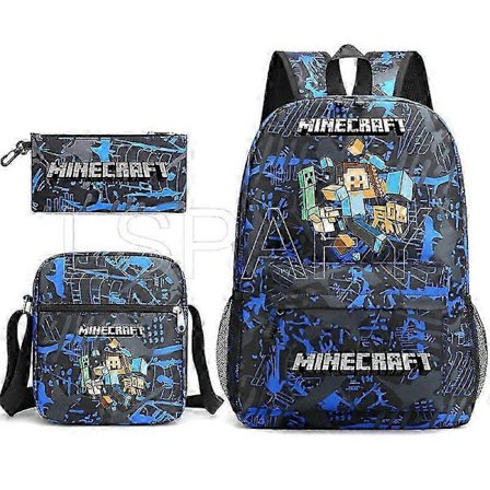 2025 3 STK. MINECRAFT Rygsæk Tegneserie Børn Drenge Piger Skoletasker Letvægts Studenter Vandtæt Stor Kapacitet Rygsæk