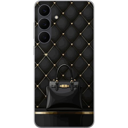 Yhteensopiva Puhelinkuori Samsung Galaxy S25 FE Ylellinen musta laukku tikattua taustaa vasten