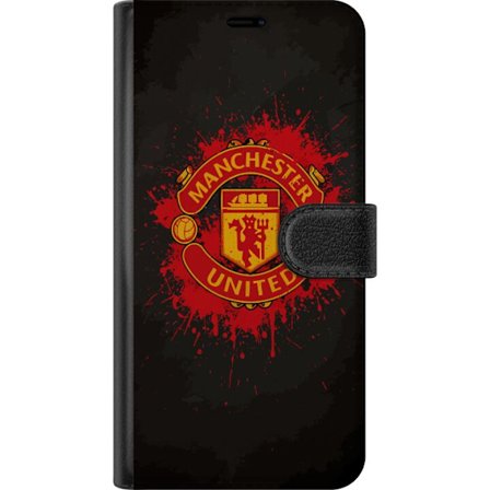 Kompatibelt Lommeboketui til Samsung Samsung Galaxy S24 FE Manchester United logo i rød og gul farge med røff sportslig bakgrunn