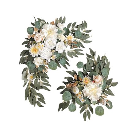 Keinotekoiset hääkaaren kukat Swag Kit -kyltti Arbor kukka-asetelma seremoniaan ja vastaanoton taustakoristeluun - VÄRI: Sininen