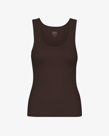 Women Organic Rib Tank Top - Coffee Brown - Female - L